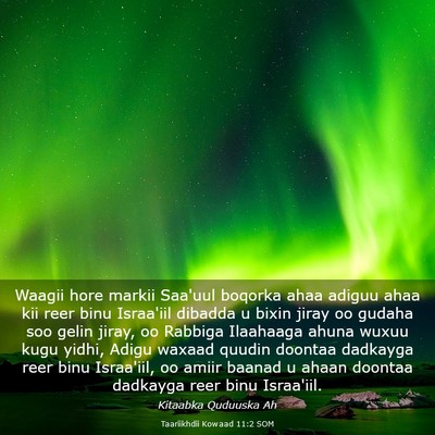 Picture 03 - Taariikhdii Kowaad 11:2 SOM - Waagii hore markii Saa'uul boqorka ahaa adiguu - Bible Verse Picture
