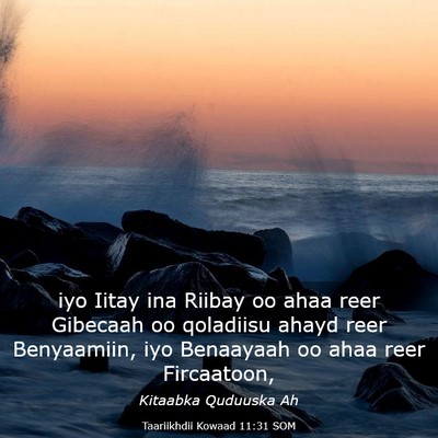 Picture 03 - Taariikhdii Kowaad 11:31 SOM - iyo Iitay ina Riibay oo ahaa reer Gibecaah oo - Bible Verse Picture