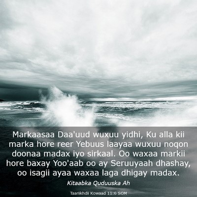 Picture 03 - Taariikhdii Kowaad 11:6 SOM - Markaasaa Daa'uud wuxuu yidhi, Ku alla kii marka - Bible Verse Picture
