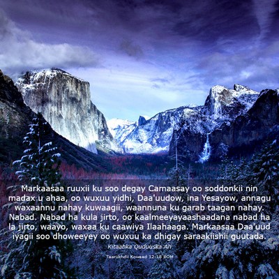 Picture 03 - Taariikhdii Kowaad 12:18 SOM - Markaasaa ruuxii ku soo degay Camaasay oo - Bible Verse Picture