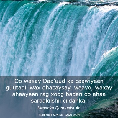 Picture 03 - Taariikhdii Kowaad 12:21 SOM - Oo waxay Daa'uud ka caawiyeen guutadii wax - Bible Verse Picture