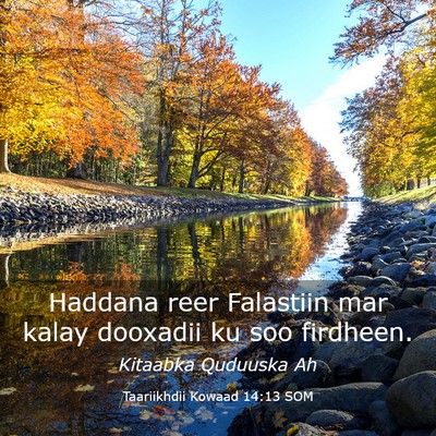 Picture 03 - Taariikhdii Kowaad 14:13 SOM - Haddana reer Falastiin mar kalay dooxadii ku soo - Bible Verse Picture