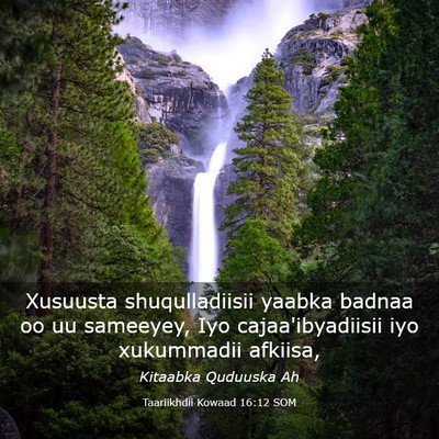 Picture 03 - Taariikhdii Kowaad 16:12 SOM - Xusuusta shuqulladiisii yaabka badnaa oo uu - Bible Verse Picture