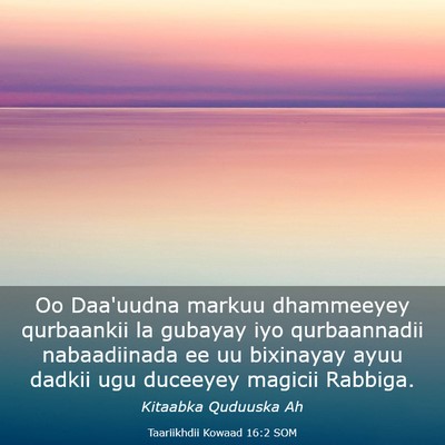 Picture 03 - Taariikhdii Kowaad 16:2 SOM - Oo Daa'uudna markuu dhammeeyey qurbaankii la - Bible Verse Picture
