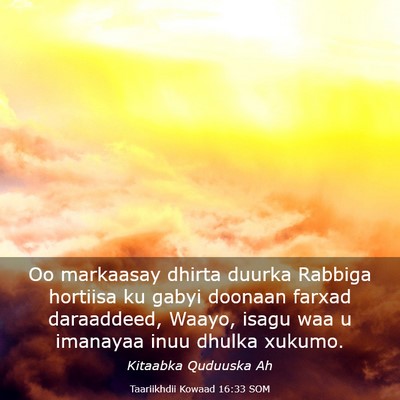 Picture 03 - Taariikhdii Kowaad 16:33 SOM - Oo markaasay dhirta duurka Rabbiga hortiisa ku - Bible Verse Picture