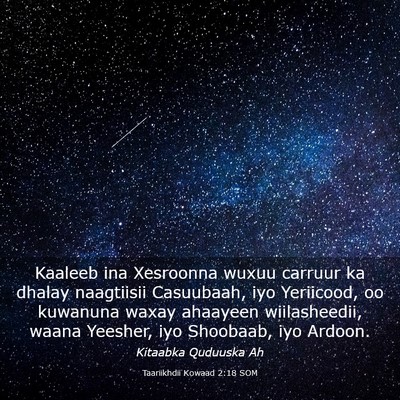 Picture 03 - Taariikhdii Kowaad 2:18 SOM - Kaaleeb ina Xesroonna wuxuu carruur ka dhalay - Bible Verse Picture