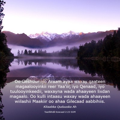 Picture 03 - Taariikhdii Kowaad 2:23 SOM - Oo Geshuur iyo Araam ayaa waxay qaateen - Bible Verse Picture