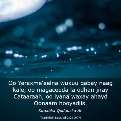 Picture 03 - Taariikhdii Kowaad 2:26 SOM - Oo Yeraxme'eelna wuxuu qabay naag kale, oo - Bible Verse Picture