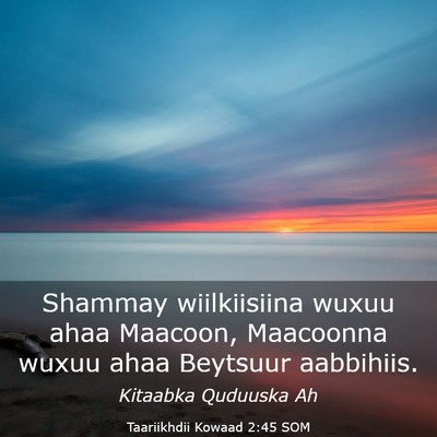 Picture 03 - Taariikhdii Kowaad 2:45 SOM - Shammay wiilkiisiina wuxuu ahaa Maacoon, - Bible Verse Picture