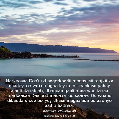 Picture 03 - Taariikhdii Kowaad 20:2 SOM - Markaasaa Daa'uud boqorkoodii madaxiisii taajkii - Bible Verse Picture