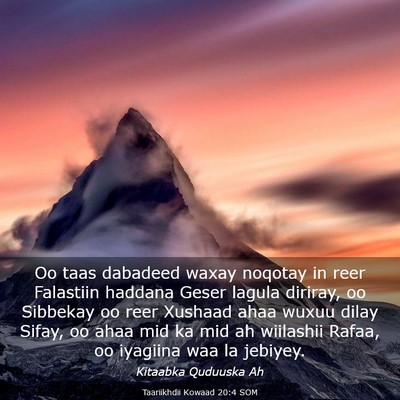 Picture 03 - Taariikhdii Kowaad 20:4 SOM - Oo taas dabadeed waxay noqotay in reer Falastiin - Bible Verse Picture