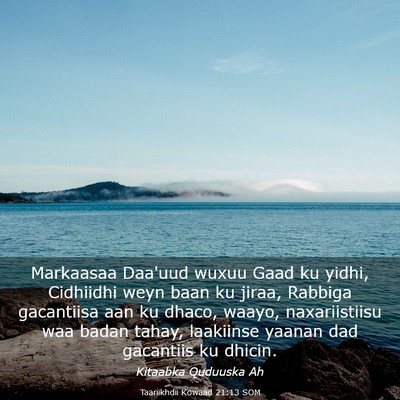 Picture 03 - Taariikhdii Kowaad 21:13 SOM - Markaasaa Daa'uud wuxuu Gaad ku yidhi, Cidhiidhi - Bible Verse Picture
