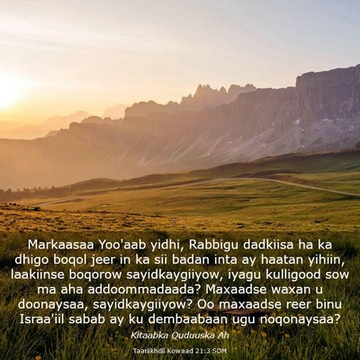 Picture 03 - Taariikhdii Kowaad 21:3 SOM - Markaasaa Yoo'aab yidhi, Rabbigu dadkiisa ha ka - Bible Verse Picture