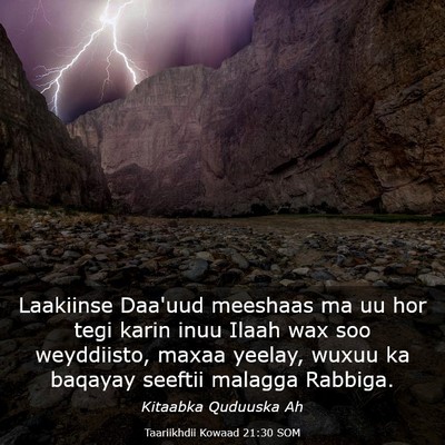 Picture 03 - Taariikhdii Kowaad 21:30 SOM - Laakiinse Daa'uud meeshaas ma uu hor tegi karin - Bible Verse Picture