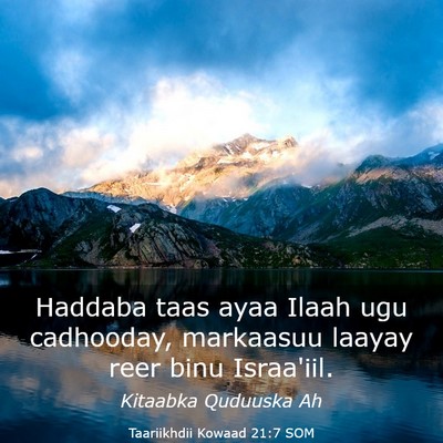Picture 03 - Taariikhdii Kowaad 21:7 SOM - Haddaba taas ayaa Ilaah ugu cadhooday, markaasuu - Bible Verse Picture