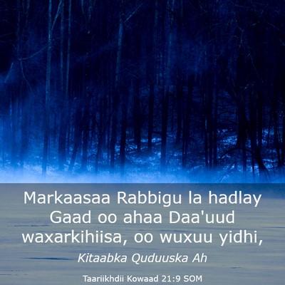Picture 03 - Taariikhdii Kowaad 21:9 SOM - Markaasaa Rabbigu la hadlay Gaad oo ahaa Daa'uud - Bible Verse Picture