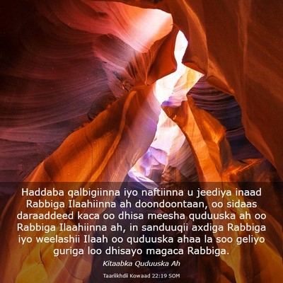 Picture 03 - Taariikhdii Kowaad 22:19 SOM - Haddaba qalbigiinna iyo naftiinna u jeediya inaad - Bible Verse Picture