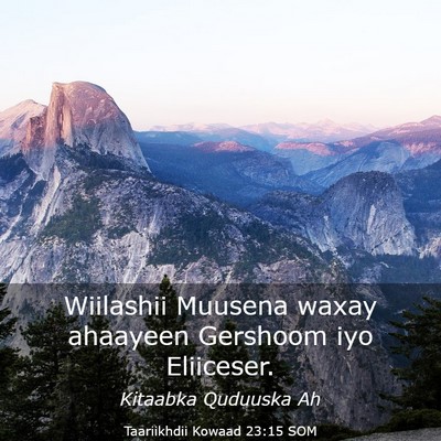 Picture 03 - Taariikhdii Kowaad 23:15 SOM - Wiilashii Muusena waxay ahaayeen Gershoom iyo - Bible Verse Picture