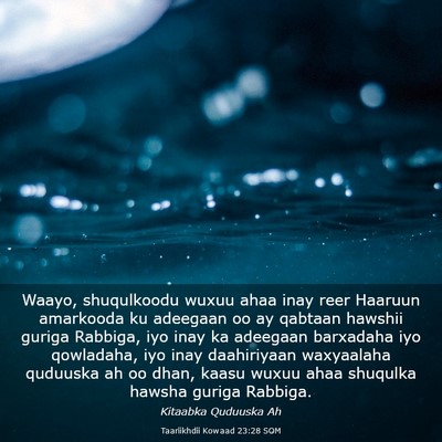 Picture 03 - Taariikhdii Kowaad 23:28 SOM - Waayo, shuqulkoodu wuxuu ahaa inay reer Haaruun - Bible Verse Picture