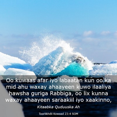 Picture 03 - Taariikhdii Kowaad 23:4 SOM - Oo kuwaas afar iyo labaatan kun oo ka mid ahu - Bible Verse Picture