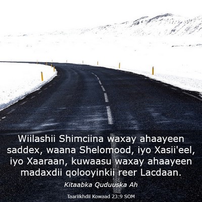 Picture 03 - Taariikhdii Kowaad 23:9 SOM - Wiilashii Shimciina waxay ahaayeen saddex, waana - Bible Verse Picture