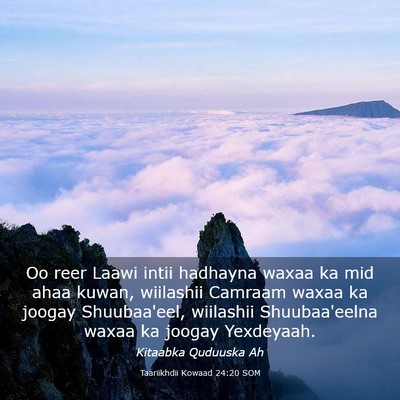 Picture 03 - Taariikhdii Kowaad 24:20 SOM - Oo reer Laawi intii hadhayna waxaa ka mid ahaa - Bible Verse Picture