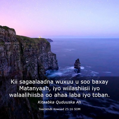 Picture 03 - Taariikhdii Kowaad 25:16 SOM - Kii sagaalaadna wuxuu u soo baxay Matanyaah, iyo - Bible Verse Picture