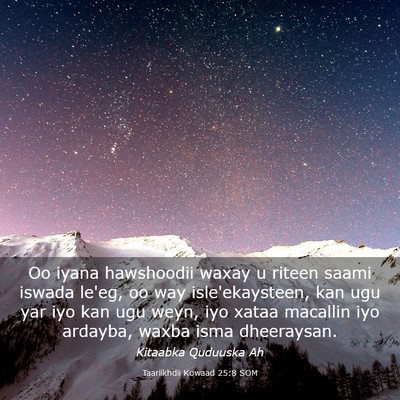 Picture 03 - Taariikhdii Kowaad 25:8 SOM - Oo iyana hawshoodii waxay u riteen saami iswada - Bible Verse Picture