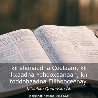 Picture 03 - Taariikhdii Kowaad 26:3 SOM - kii shanaadna Ceelaam, kii lixaadna Yehooxaanaan, - Bible Verse Picture