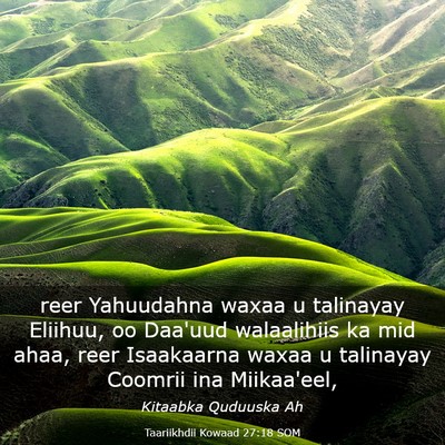 Picture 03 - Taariikhdii Kowaad 27:18 SOM - reer Yahuudahna waxaa u talinayay Eliihuu, oo - Bible Verse Picture
