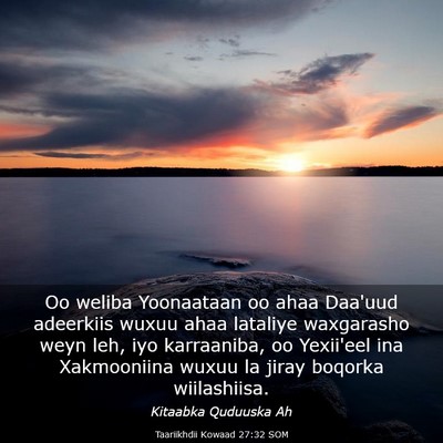 Picture 03 - Taariikhdii Kowaad 27:32 SOM - Oo weliba Yoonaataan oo ahaa Daa'uud adeerkiis - Bible Verse Picture