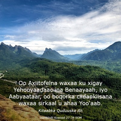 Picture 03 - Taariikhdii Kowaad 27:34 SOM - Oo Axiitofelna waxaa ku xigay Yehooyaadaac ina - Bible Verse Picture