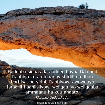 Picture 03 - Taariikhdii Kowaad 29:10 SOM - Haddaba sidaas daraaddeed ayaa Daa'uud Rabbiga ku - Bible Verse Picture
