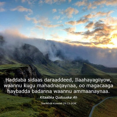 Picture 03 - Taariikhdii Kowaad 29:13 SOM - Haddaba sidaas daraaddeed, Ilaahayagiiyow, waannu - Bible Verse Picture