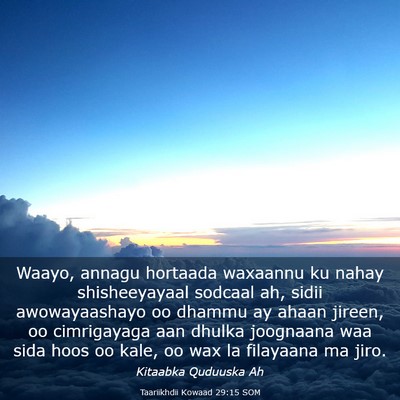 Picture 03 - Taariikhdii Kowaad 29:15 SOM - Waayo, annagu hortaada waxaannu ku nahay - Bible Verse Picture