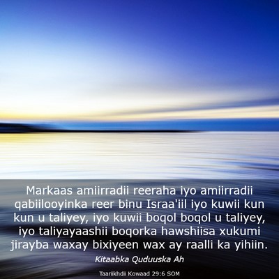 Picture 03 - Taariikhdii Kowaad 29:6 SOM - Markaas amiirradii reeraha iyo amiirradii - Bible Verse Picture