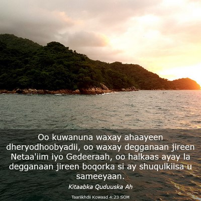 Picture 03 - Taariikhdii Kowaad 4:23 SOM - Oo kuwanuna waxay ahaayeen dheryodhoobyadii, oo - Bible Verse Picture