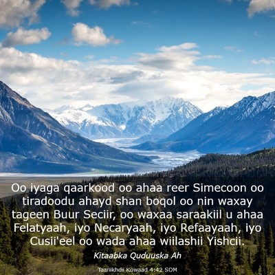 Picture 03 - Taariikhdii Kowaad 4:42 SOM - Oo iyaga qaarkood oo ahaa reer Simecoon oo - Bible Verse Picture