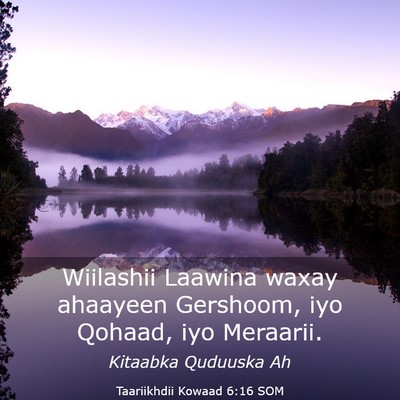 Picture 03 - Taariikhdii Kowaad 6:16 SOM - Wiilashii Laawina waxay ahaayeen Gershoom, iyo - Bible Verse Picture