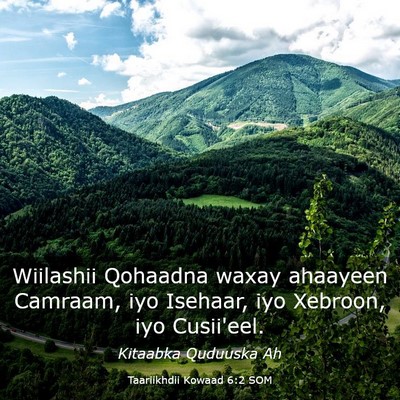 Picture 03 - Taariikhdii Kowaad 6:2 SOM - Wiilashii Qohaadna waxay ahaayeen Camraam, iyo - Bible Verse Picture