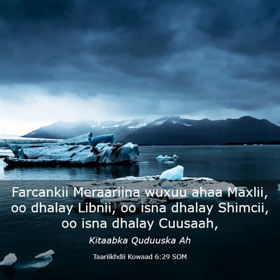 Picture 03 - Taariikhdii Kowaad 6:29 SOM - Farcankii Meraariina wuxuu ahaa Maxlii, oo dhalay - Bible Verse Picture