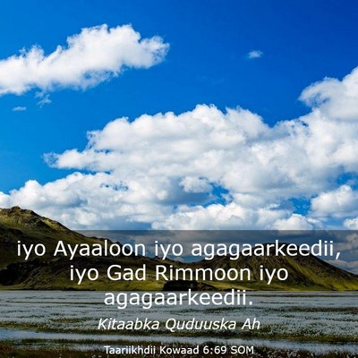 Picture 03 - Taariikhdii Kowaad 6:69 SOM - iyo Ayaaloon iyo agagaarkeedii, iyo Gad Rimmoon - Bible Verse Picture