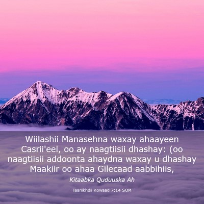 Picture 03 - Taariikhdii Kowaad 7:14 SOM - Wiilashii Manasehna waxay ahaayeen Casrii'eel, oo - Bible Verse Picture