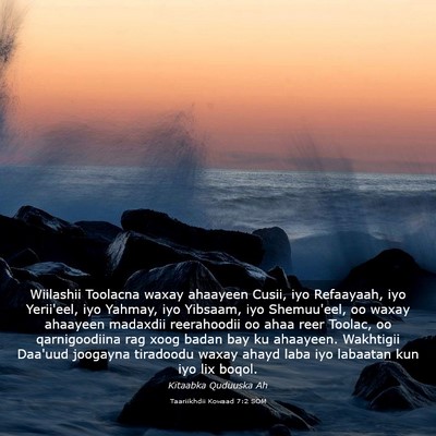 Picture 03 - Taariikhdii Kowaad 7:2 SOM - Wiilashii Toolacna waxay ahaayeen Cusii, iyo - Bible Verse Picture