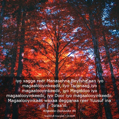Picture 03 - Taariikhdii Kowaad 7:29 SOM - iyo xagga reer Manasehna Beytshe'aan iyo - Bible Verse Picture
