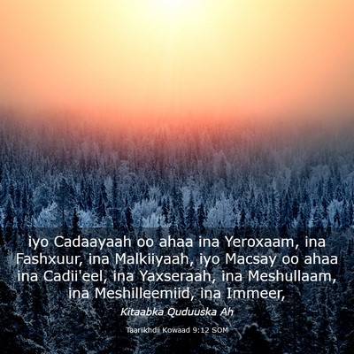 Picture 03 - Taariikhdii Kowaad 9:12 SOM - iyo Cadaayaah oo ahaa ina Yeroxaam, ina Fashxuur, - Bible Verse Picture