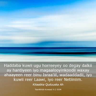 Picture 03 - Taariikhdii Kowaad 9:2 SOM - Haddaba kuwii ugu horreeyey oo degay dalkii ay - Bible Verse Picture