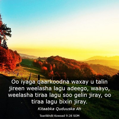 Picture 03 - Taariikhdii Kowaad 9:28 SOM - Oo iyaga qaarkoodna waxay u talin jireen weelasha - Bible Verse Picture