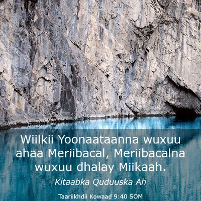 Picture 03 - Taariikhdii Kowaad 9:40 SOM - Wiilkii Yoonaataanna wuxuu ahaa Meriibacal, - Bible Verse Picture