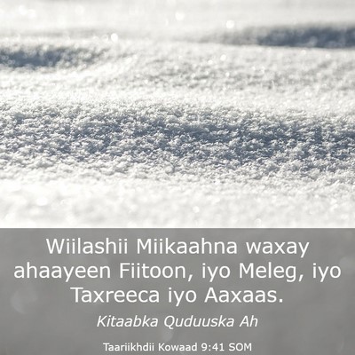Picture 03 - Taariikhdii Kowaad 9:41 SOM - Wiilashii Miikaahna waxay ahaayeen Fiitoon, iyo - Bible Verse Picture